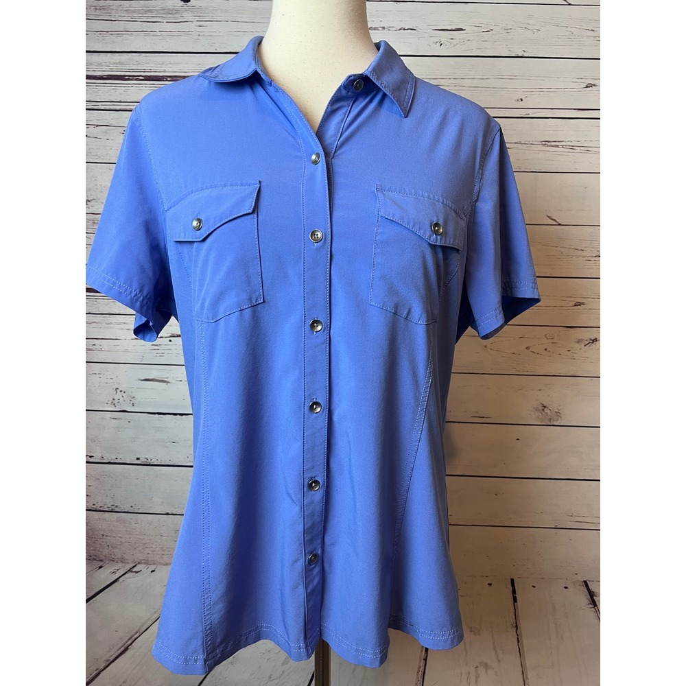 Eddie Bauer Travex Shirt Large Button Front Performance Hiking Blouse Womens